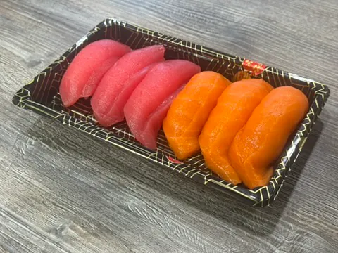 Assorted tuna and salmon nigiri at Chop Sushi & Grill, a Japanese Restaurant in Los Angeles
